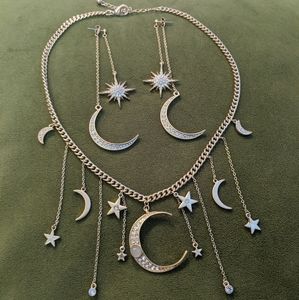 Gold Celestial necklace and earring set star moon